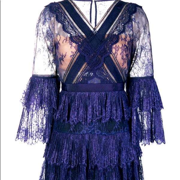 Self Portrait Macram And Lace Short Dress